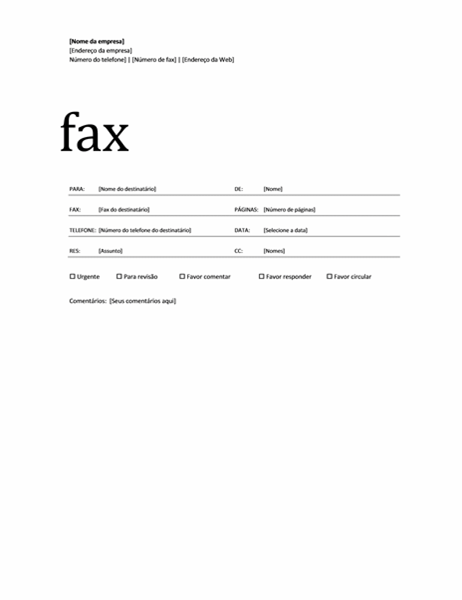 Folha De Rosto De Fax Tema Profissional