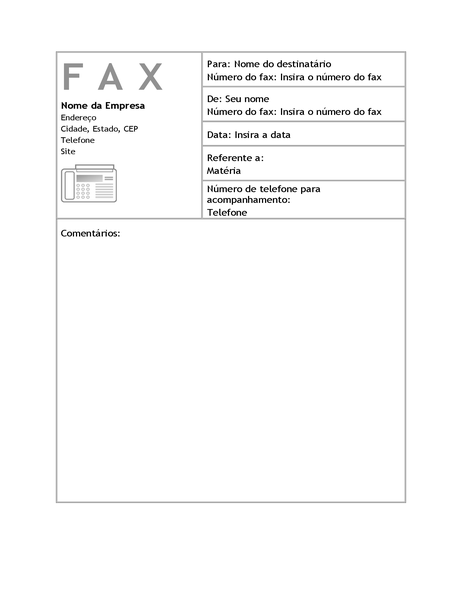 Folha De Rosto De Fax Empresarial