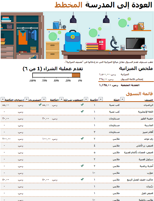 أداة التخطيط للعودة إلى المدرسة أداة التخطيط للعودة إلى المدرسة
