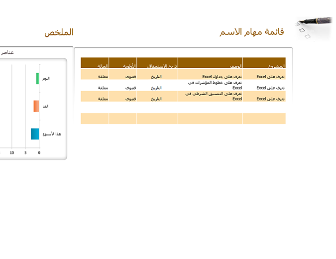 قائمة المهام قائمة المهام