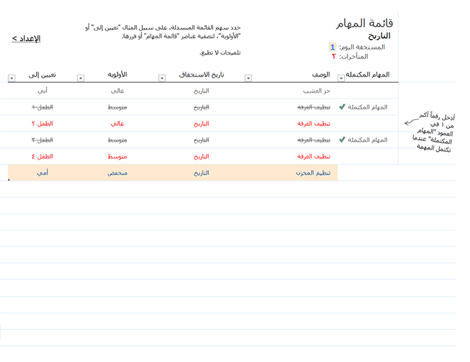 قائمة المهام قائمة المهام