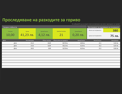 Следене на разходите за гориво Следене на разходите за гориво