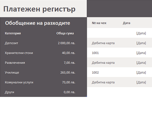 Платежен регистър Платежен регистър