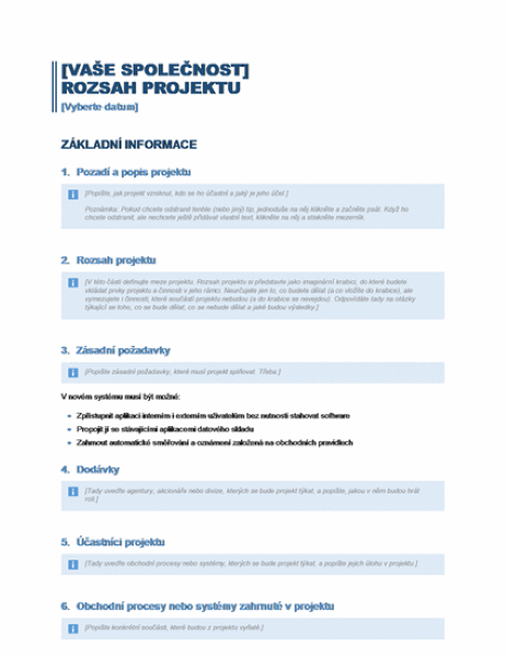 Rozsah projektu Rozsah projektu