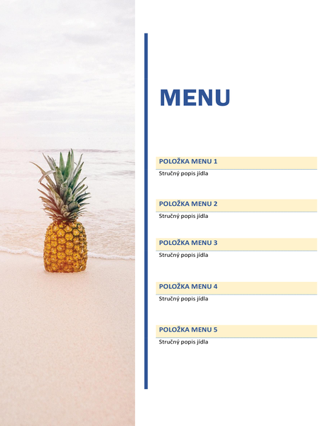 Slavnostní menu (motiv se sluncem a pískem) Slavnostní menu (motiv se sluncem a pískem)