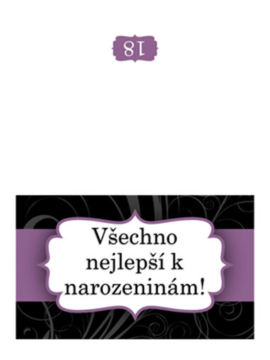 Přání k narozeninám (návrh s fialovou stuhou, přeložený napůl) Přání k narozeninám (návrh s fialovou stuhou, přeložený napůl)