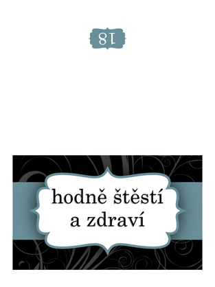 Přání k narozeninám (návrh s modrou stuhou, překládání napůl) Přání k narozeninám (návrh s modrou stuhou, překládání napůl)