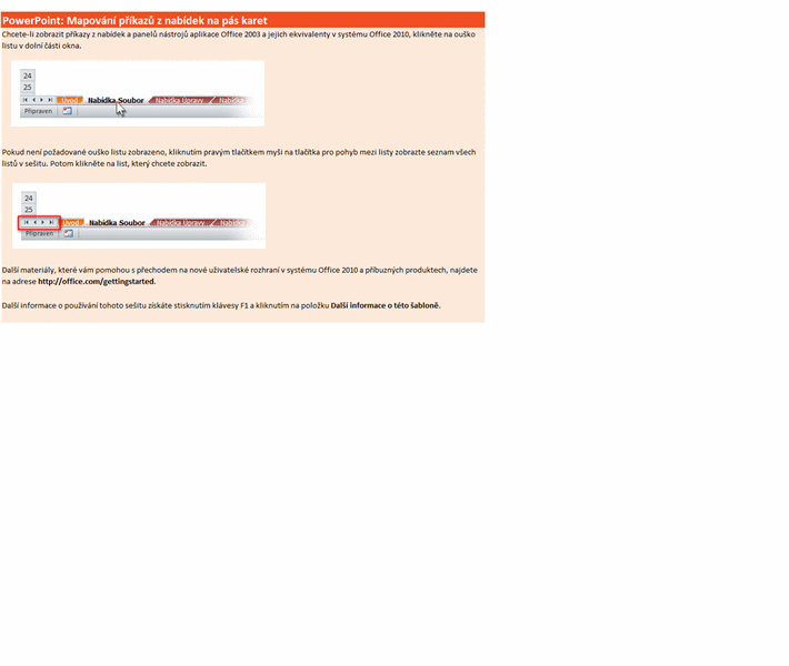 PowerPoint 2010: Sešit s mapováním příkazů z nabídek na pás karet PowerPoint 2010: Sešit s mapováním příkazů z nabídek na pás karet