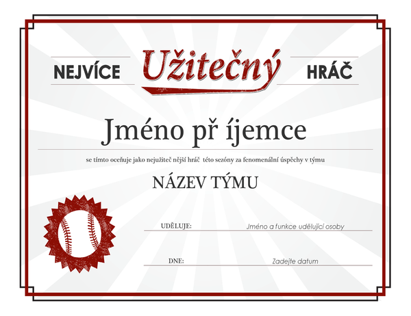 Diplom pro nejužitečnějšího hráče Diplom pro nejužitečnějšího hráče