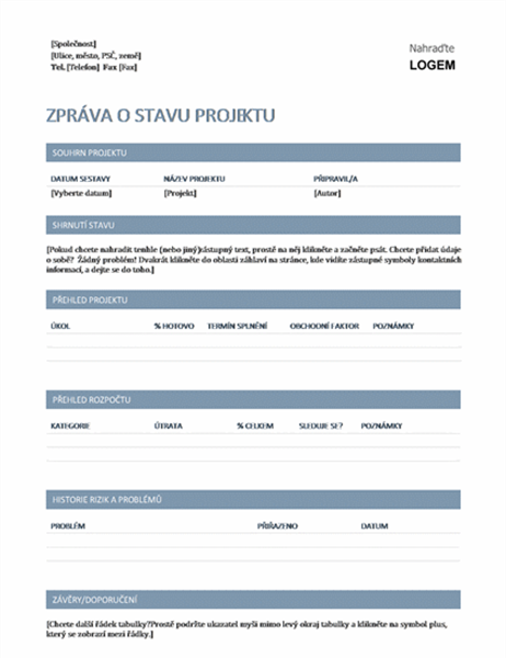 Zpráva o stavu projektu Zpráva o stavu projektu