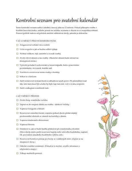 Seznam úkolů na svatbu (akvarel) Seznam úkolů na svatbu (akvarel)