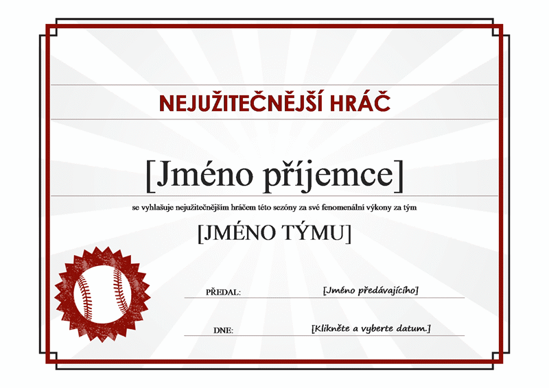 Diplom pro nejužitečnějšího hráče Diplom pro nejužitečnějšího hráče