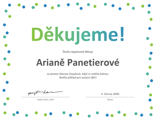 Poděkování Poděkování