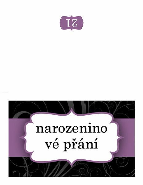 Přání k narozeninám (design s fialovou stuhou) Přání k narozeninám (design s fialovou stuhou)