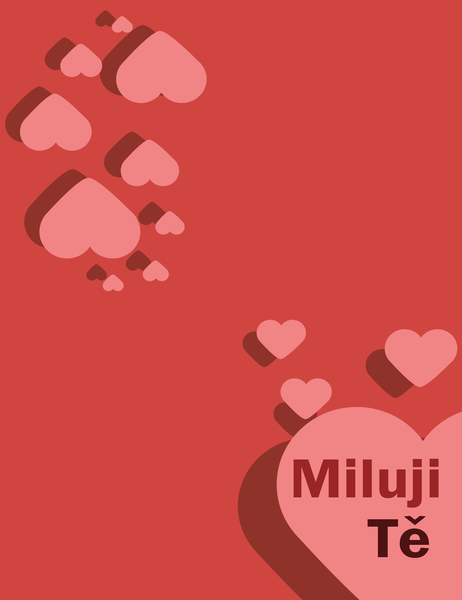 Kartička Miluji Tě (s přeložením na čtvrtiny) Kartička Miluji Tě (s přeložením na čtvrtiny)