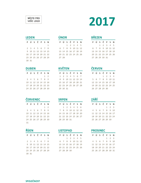 Kalendář s přehledem roku 2017 (Po–Ne) Kalendář s přehledem roku 2017 (Po–Ne)