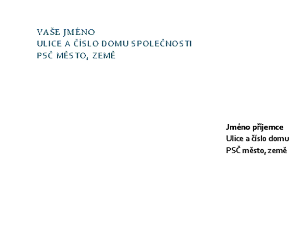 Hlavička dopisu a obálka Hlavička dopisu a obálka