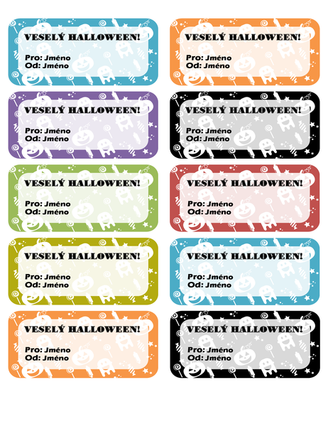 Štítky pro Halloween (10 na každé stránce) Štítky pro Halloween (10 na každé stránce)