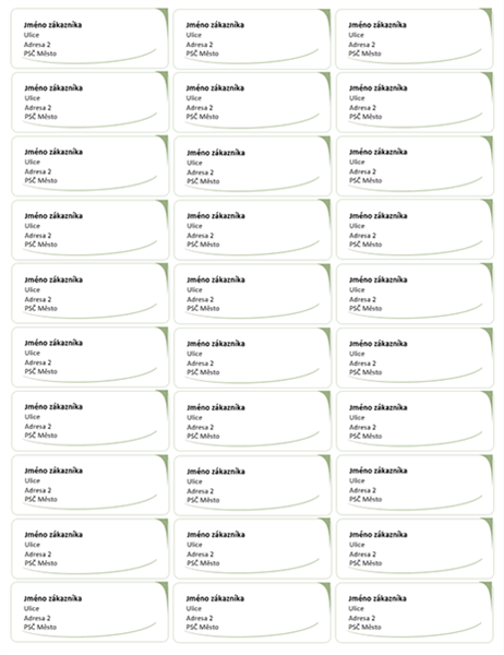Adresní štítky (návrh se zelenou vlnou, 30 ks na stránku) Adresní štítky (návrh se zelenou vlnou, 30 ks na stránku)