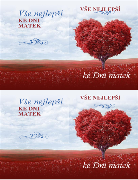 Přání ke Dni matek se stromem ve tvaru srdce Přání ke Dni matek se stromem ve tvaru srdce