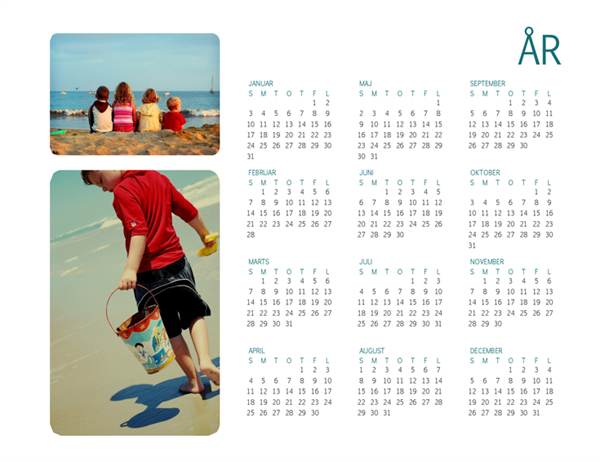 Kalender med familiefoto (et givent år) Kalender med familiefoto (et givent år)