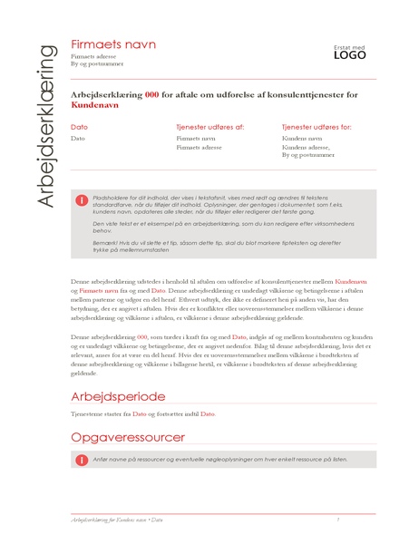Arbejdserklæring (Red-design) Arbejdserklæring (Red-design)