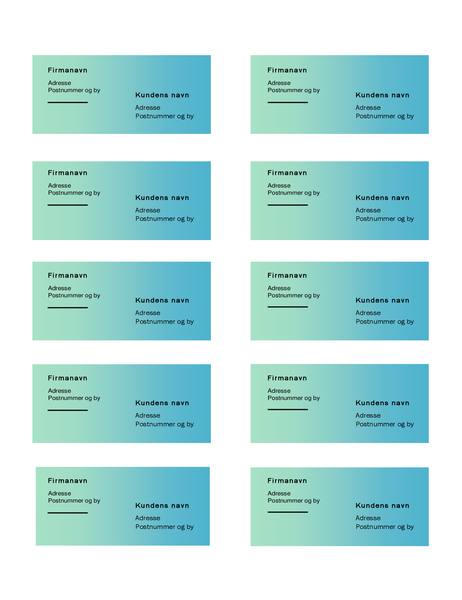Forsendelsesmærkater (motiv med grøn graduering, 10 pr. side, fungerer sammen med Avery 5163) Forsendelsesmærkater (motiv med grøn graduering, 10 pr. side, fungerer sammen med Avery 5163)