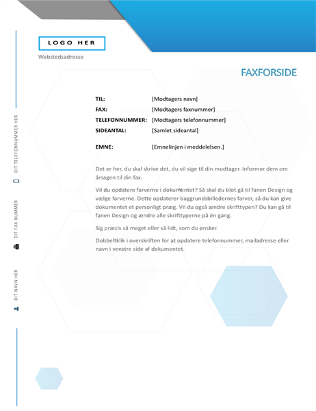 Faxforside med sekskant Faxforside med sekskant