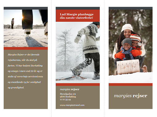 Trefløjet rejsebrochure (rødt og gråt design) Trefløjet rejsebrochure (rødt og gråt design)