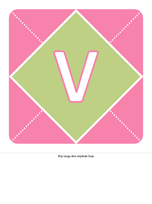 Banner med velkommen til en lille pige (pink, mørklilla, grøn)