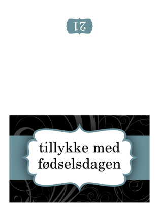 Fødselsdagskort (design med blåt bånd, foldet på midten)