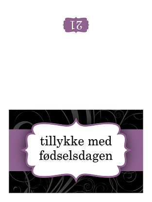 Fødselsdagskort (design med lilla bånd, midterfold) Fødselsdagskort (design med lilla bånd, midterfold)