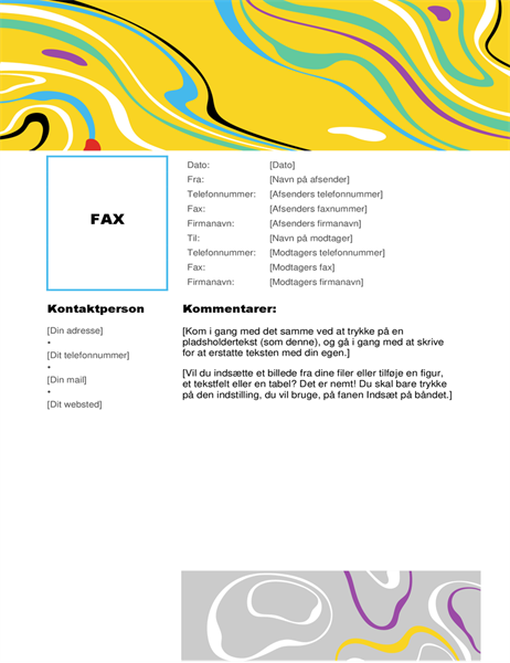 Faxforside med farvehvirvel Faxforside med farvehvirvel