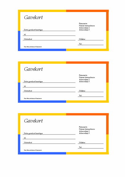 eksempel på gavekort eksempel på gavekort