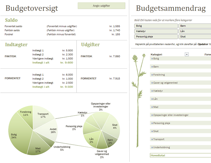 Familiebudget (månedligt) Familiebudget (månedligt)