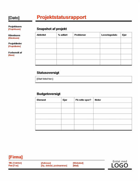 Projektstatus (rød) Projektstatus (rød)