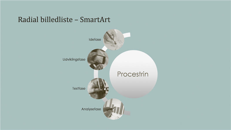 Behandle SmartArt med lister med radialbilleder (bredskærm) Behandle SmartArt med lister med radialbilleder (bredskærm)