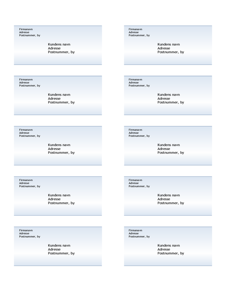 Forsendelsesmærkater (motiv med blå graduering, ti pr. side) Forsendelsesmærkater (motiv med blå graduering, ti pr. side)