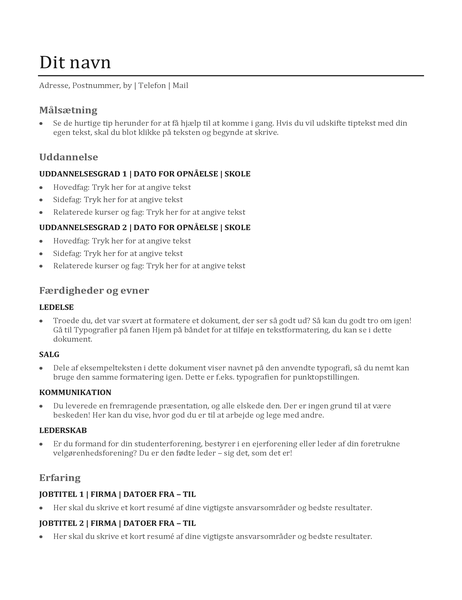 Funktionelt CV Funktionelt CV
