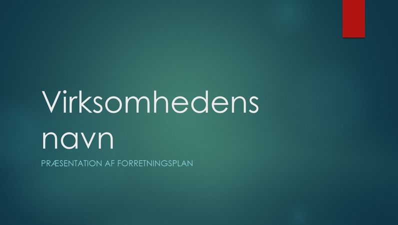 Præsentation af forretningsplan (Iongrønt design, widescreen) Præsentation af forretningsplan (Iongrønt design, widescreen)