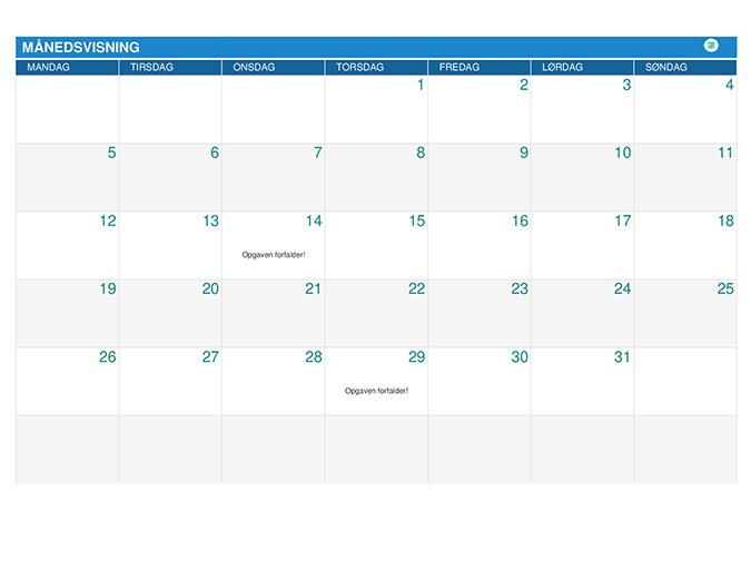 Planlægningskalender for studerende Planlægningskalender for studerende