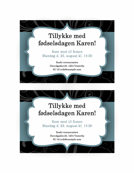 Festinvitation (design med blåt bånd) Festinvitation (design med blåt bånd)