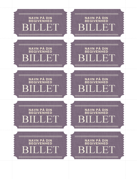 Grundlæggende billetter (ti pr. side) Grundlæggende billetter (ti pr. side)