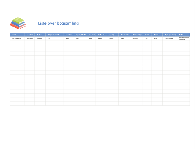 Liste over bogsamling Liste over bogsamling