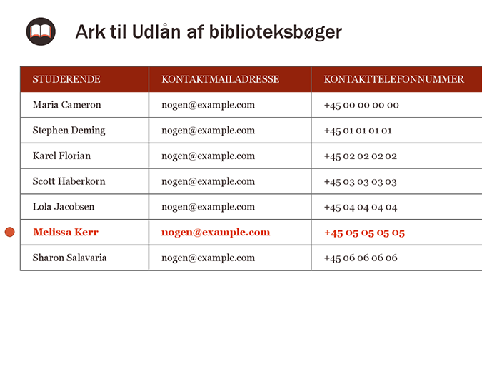 Ark til Udlån af biblioteksbøger Ark til Udlån af biblioteksbøger