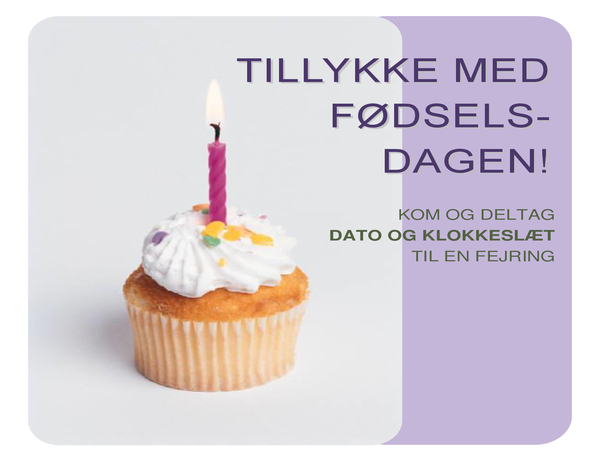 Løbeseddel med fødselsdagsinvitation (med en cupcake) Løbeseddel med fødselsdagsinvitation (med en cupcake)