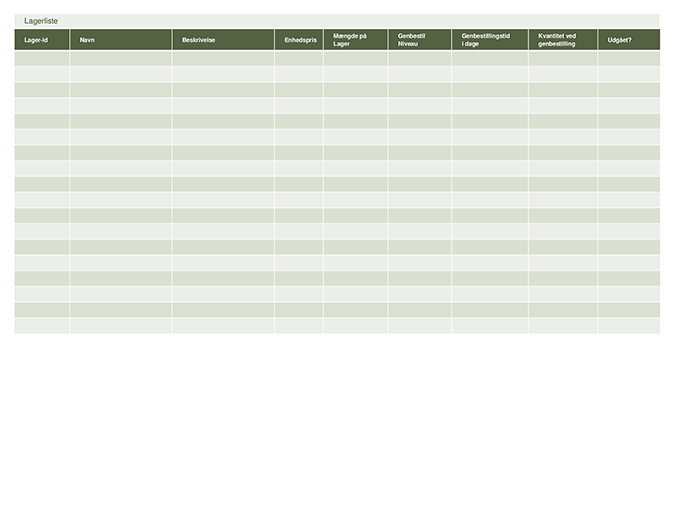 Lagerliste Lagerliste