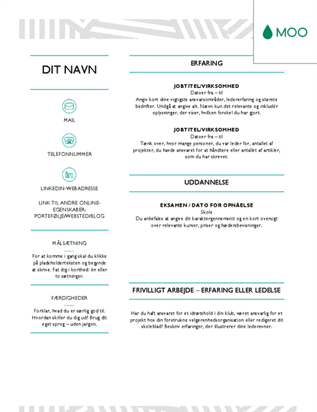Kreativt CV – udformet af MOO Kreativt CV – udformet af MOO