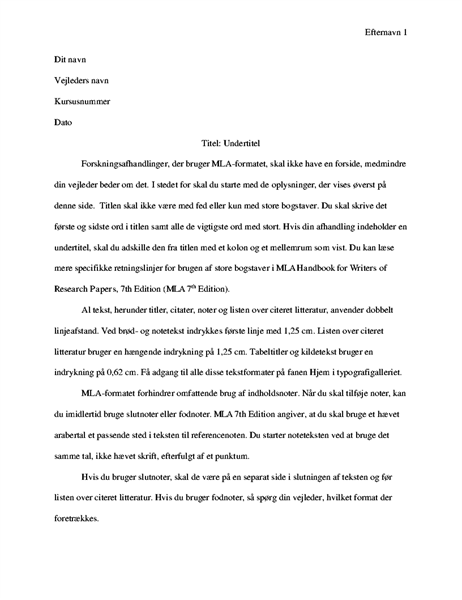 Opgave i MLA-format Opgave i MLA-format