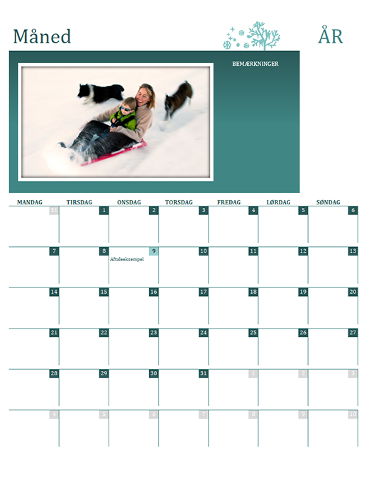 Årstidsbestemt familiekalender (alle år, man-søn) Årstidsbestemt familiekalender (alle år, man-søn)